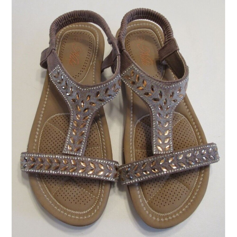 Niki Brown Sling Back Open Toe Jeweled Sandal Size 11